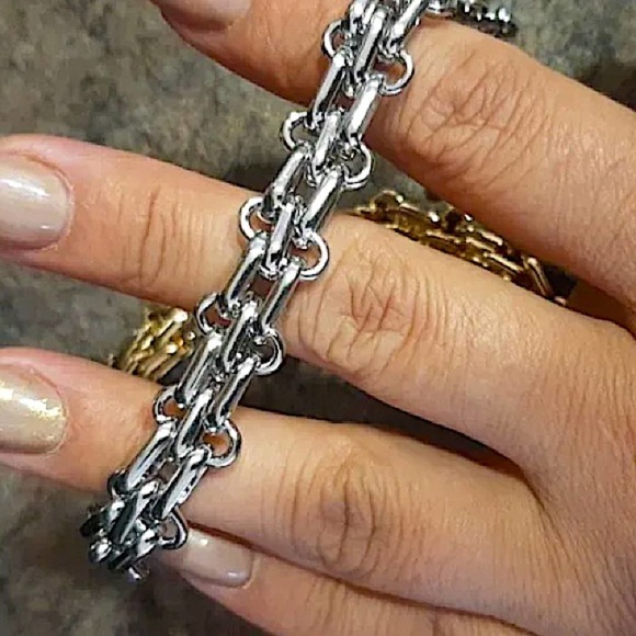 Statement Curb Gold Silver Cuban Chain Toggle O Ring Chunky Choker Neckl… - Picture 13 of 14